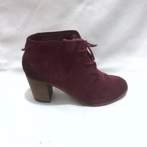 Burgundy Suede Toms Booties